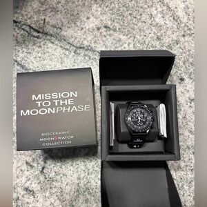 Omega Swatch moonwatch Black Tachymeter Watch